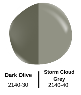 Dark Olive and Storm Cloud Grey by Benjamin Moore