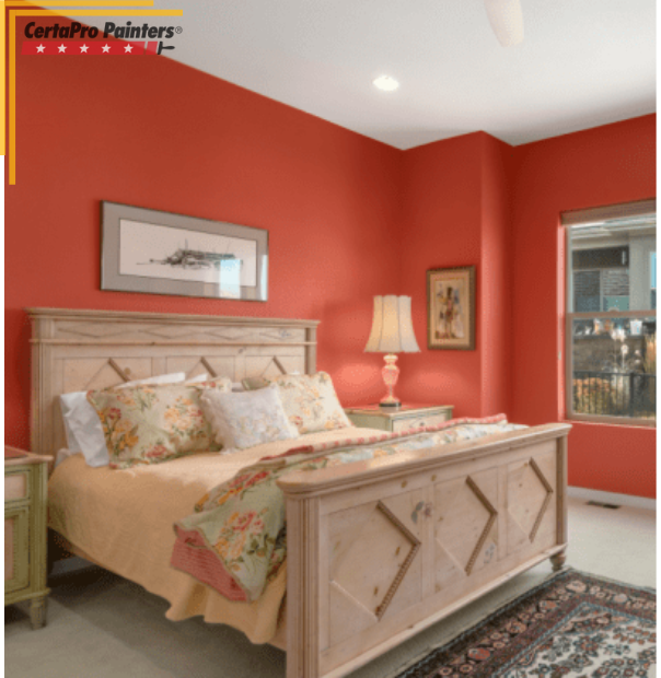 bedroom with red walls